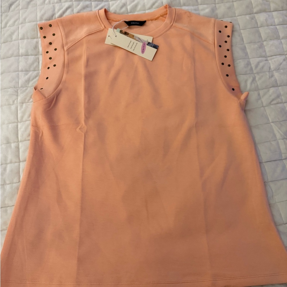 Peach Sleeveless Top with Studded Shoulders